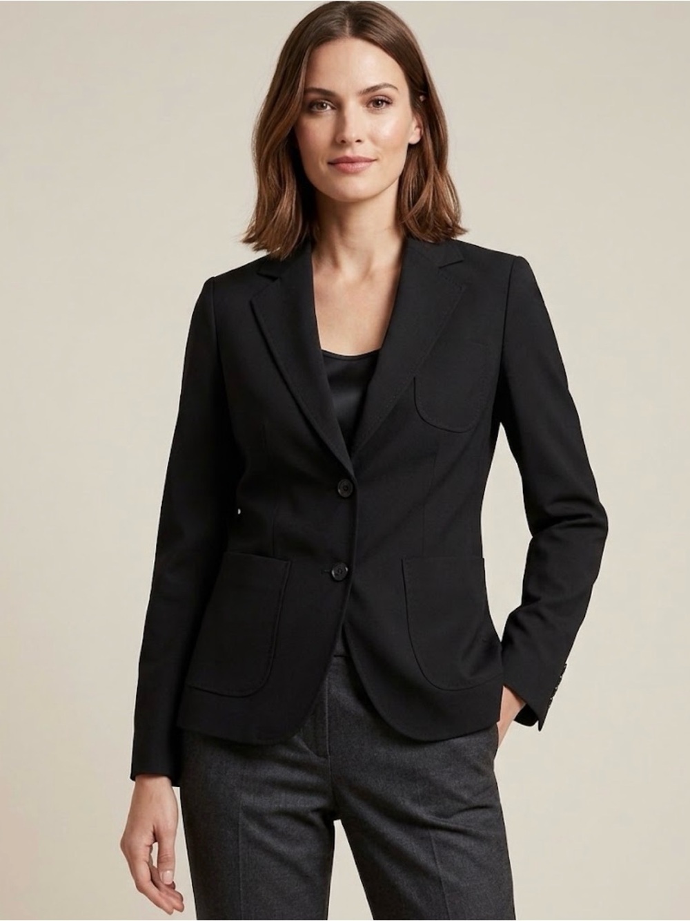 Banana Republic Classic Black Women's Blazer Jacket Wool blend